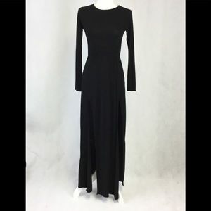 Missguided Black Front Double Slit Maxi Dress